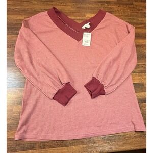 NWT dusty rose pink waffle knit shirt. Suzanne Betro weekend collection. Sz SM
